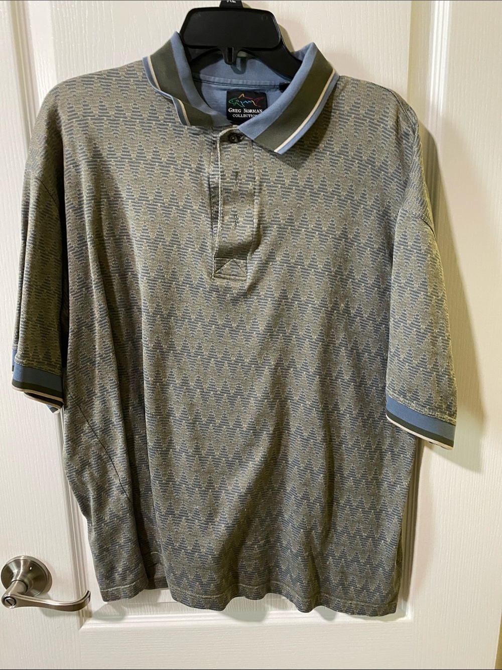 Greg Norman Collection Olive and Gray Short Sleeve Polo
